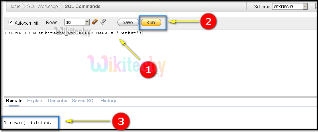  oracle delete query